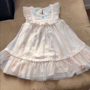 Tahari Light Pink Dress with Floral Embroidery